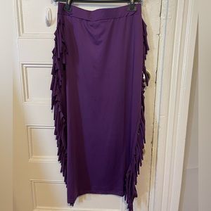 Purple High waisted mini with side fringe